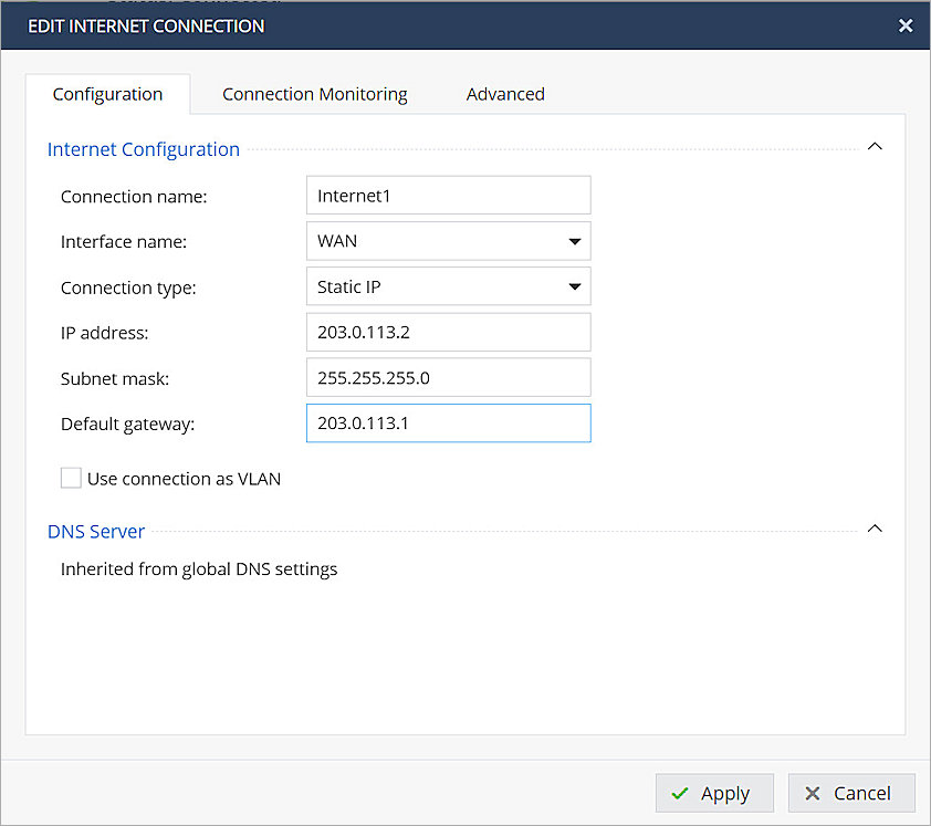 Screenshot of Check Point, Basic Settings 1